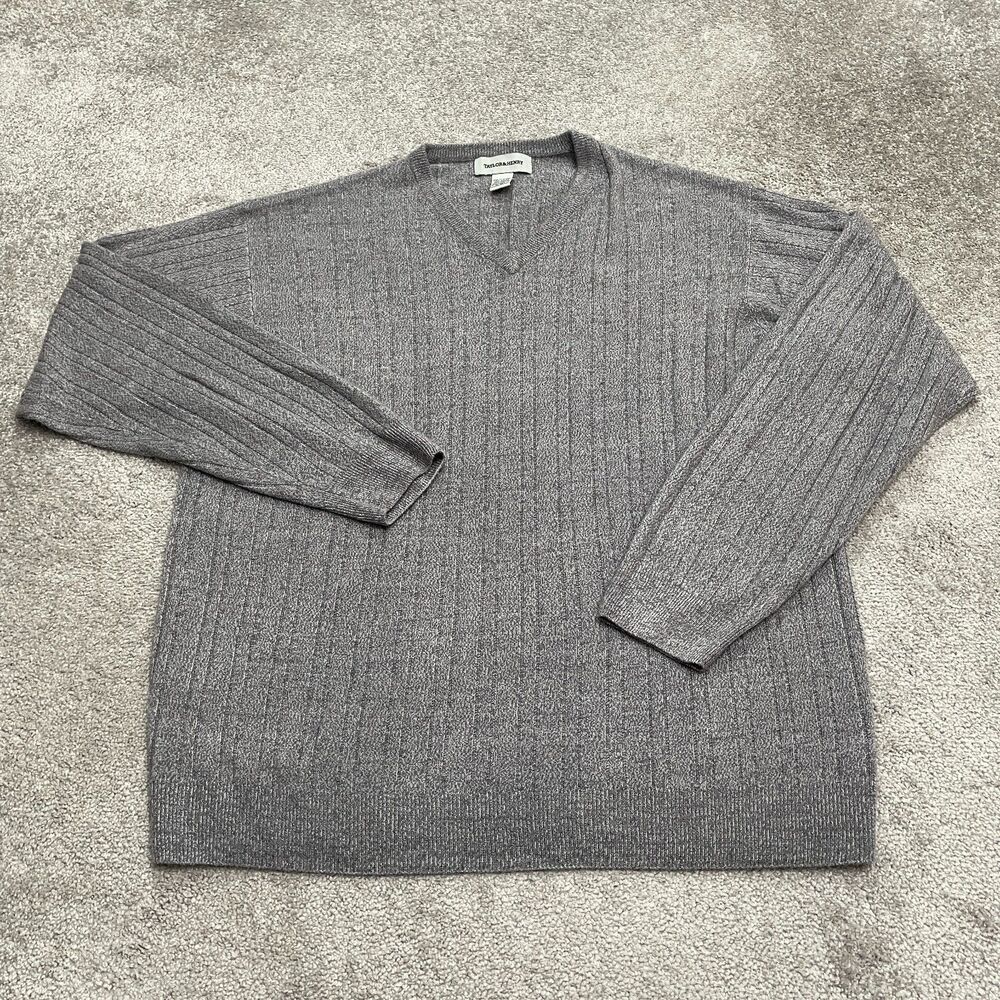 Taylor & Henry Acrylic Pullover Sweater Mens 2XLT Heather Brown V-Neck Classic